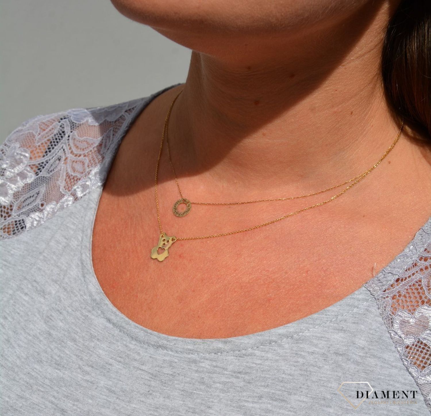 naszyjnik-gwiazd-celebrytka-srebro-Złota celebrytka Miś Naszyjnik złoty miś z serduszkiem. Naszyjniki złote z misiem.jpg